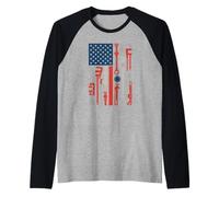 Professional Plumbing Expert Flag Patriotic Plumber Raglan Baseball Tee