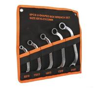 Professional Plumbing Wrench 5-Piece Kit for Pipes | 5-piece set, metric sizes 8/10 to 21/22mm, lengths 128-225mm, silver finish, storage ready