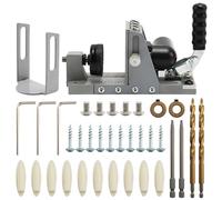 Professional Pocket Hole Jig Kit with Vacuum Adapter, Heavy Duty Metal Woodworking Tool for Cabinets, Furniture & DIY Projects, Adjustable 12-33mm Drill Guide System