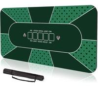 Professional Poker Mat 120 x 60 cm, 10 Players Texas Hold'em Poker Mat, Portable Poker Table Top with Art Deco Layout Print, Noise Reduction| Lightweight for Games Everywhere (Green)