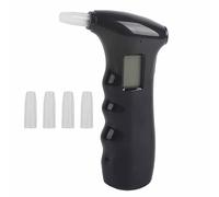 Professional Police Breath Alcohol Tester Mini LCD Display Digital Portable Breathalyzer with 5 Mouthpieces for Personal and Public Use Black Plastic 11.3x7.0x2.1cm
