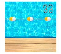 Professional Pool Safety Float Line Divider Rope Kit, 32ft-328ft Adjustable Swimming Lane Dividers, Yellow & White with 2 Hooks for Deep/Shallow End Use