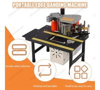 Professional Portable Edge Banding Machine, Woodworking Trimmer 1200W, Double-Sided Adhesive hot melt Gluing, Suitable for Curved Straight Cabinet Furniture Edge Banding Trimming Tool(Black)