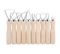Professional Pottery Wax Carving Tools Set with Wood Handles 10 Piece Clay Sculpture Shapers for Craft Artists and Hobbyists