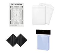 Professional Pre-Grading Trading Card Bundle - Includes Centering Tool, 100 Penny Sleeves, 5 Semi-Rigid Card Holders, 2 Cleaning Cloths, Pokémon, Onepiece, Sports Cards, PSA, BGS, ACE Submissions.