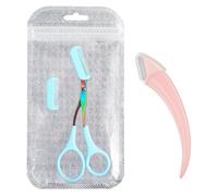 Professional Precision Eyebrow Scissors with Removable Comb and Crescent Shaped Eyebrow Shaping Tool, Eyebrow Scissors for Men and Women for Trimming, Care and Shaping (Blue, Pink)