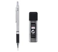 Professional precision metal automatic pencil with leather case, available in multiple specifications of 0.3/0.5/0.7mm, suitable for sketching design and writing supplies (1 pen+1 box of lead)，0.5mm