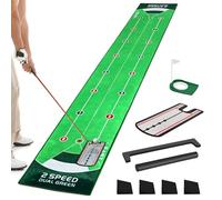 Professional Premium Golf Putting Mat Green with Putting Mirror, Portable Golf Practice Training Aids for Home Office Backyard Golf Gift for Men Golfers