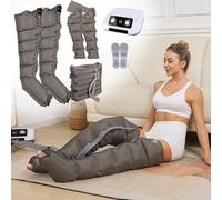 Professional Pressotherapy for Home Complete Boots for Home Abdomen and Legs - Machine Leg Massage 6 Chambers, Lymphatic Drainage Leg Massage Machine (gray, 2 legs + 2 arms + 1 wai