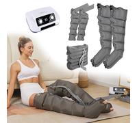 Professional Pressotherapy for Home Complete, for Legs and Abdomen, Machine for Leg Massage with 6 Chambers (Gray, 2 legs + waist + 2 arms)