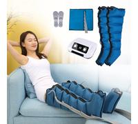 Professional Pressotherapy for Home Complete, for Legs and Abdomen, Machine for Leg Massage with 6 Chambers (Blue, 2 Legs + Waist)