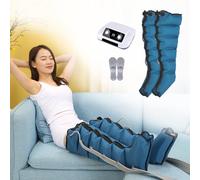 Professional Pressotherapy for Home Complete, for Legs and Abdomen, Machine for Leg Massage with 6 Chambers (Blue, 2 Legs)