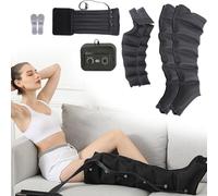 Professional Pressotherapy for Home Complete Home Machine, 6 Cavities Home Foot and Leg Massager, Boots for Legs Massager (Black, 2 legs + waist + 2 arms)