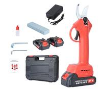 Professional Pruning Shears 600W Cordless Pruner with 2 Rechargeable Batteries Electric Secateurs Max 25mm (1 inch) Cutting Diameter Garden Secateurs for Tree Branch and Fruit Trees (Red)