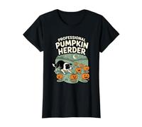 Professional Pumpkin Herder Patch Fall Fashion Herding Dog Value Graphic T-Shirt, Women, Black, S