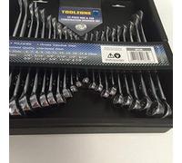 Professional Quality 22 Piece Fully Polished Chrome Vanadium Metric / Imperial (SAE) Combination Spanner Wrench Tool Set in Tray