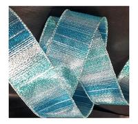 Professional Quality Wire Wired Edge Ribbon 1.5" (38mm) Narrow Christmas Birthday Tree Wreath Tinsel Cake Bows (Frozen AquaBlue and Silver Ombre, 5m)