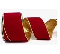 Professional Quality Wired Wire Edge Christmas Ribbon 2.5" Wreath Tree Tinsel Bow UK Stockist Over 30 Designs (Red Velvet with Gold Lame, 5m)