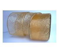 Professional Quality Wired Wire Edge Christmas Ribbon 2.5" Wreath Tree Tinsel Bow UK Stockist Over 30 Designs (Gold Millionaire Glitter Organza, 5m)