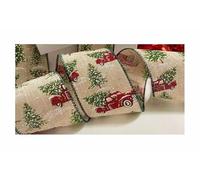 Professional Quality Wired Wire Edge Christmas Ribbon 2.5" Wreath Tree Tinsel Bow UK Stockist Over 30 Designs (Vintage Cars, 5m)