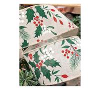 Professional Quality Wired Wire Edge Christmas Ribbon 2.5" Wreath Tree Tinsel Bow UK Stockist Over 30 Designs (Holly and Mistletoe, 5m)