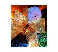 Professional Quality Wired Wire Edge Christmas Ribbon 2.5" Wreath Tree Tinsel Bow UK Stockist Over 30 Designs (Gold Glitter Scrolls on Gold Organza, 4.5m)