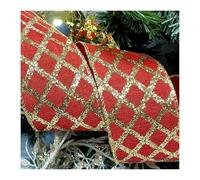 Professional Quality Wired Wire Edge Christmas Ribbon 2.5" Wreath Tree Tinsel Bow UK Stockist Over 30 Designs (Red Glitter Criss-Cross Burlap, 5m)