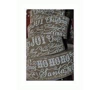 Professional Quality Wired Wire Edge Christmas Ribbon 2.5" Wreath Tree Tinsel Bow UK Stockist Over 30 Designs (Natural Burlap Vintage Script, 5m)