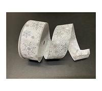 Professional Quality Wired Wire Edge Christmas Ribbon 2.5" Wreath Tree Tinsel Bow UK Stockist Over 30 Designs (White Satin Silver Glitter Snowflakes, 5m)