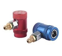 Professional R1234yf Quick Couplers, Brass Air Conditioner Service Port Adapter with 90° Connector, High and Low Pressure Refrigerant Quick Coupling for AC Diagnostic and