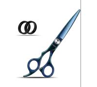 Professional Razor Blades Left Handed Hair Scissors - Barber Scissors for Left Hand - 6.5" Japanese Stainless Steel Left Handed Shears - Handmade Lefty Hair Shears (Blue)