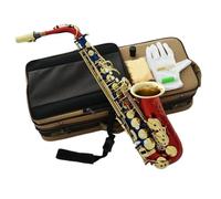 Professional Red Blue And Gold Alto Saxophone In E Flat Engraved Bell With Case Beginner Saxophone
