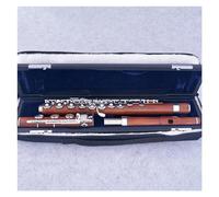 Professional Redwood/Ebony Flute 17 Keys Open Hole Silver Plated Keys Flute With E Key Flutes Kit (Color : Redwood)