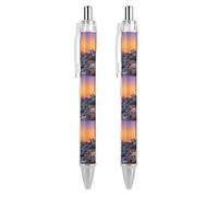 Professional Retractable Black Gel Ink Pens 0.5mm Extra Fine Point Greece Island Sunset Landscape Rollerball Pens with Quick-Dry Smudge-Free Ink Pocket Clip for Smooth Writing Journaling Note-Taking