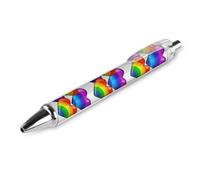 Professional Retractable Black Gel Ink Pens 0.5mm Extra Fine Point Rainbow Gay Pride Hearts Rollerball Pens with Quick-Dry Smudge-Free Ink Pocket Clip for Smooth Writing Journaling Note-Taking