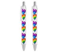 Professional Retractable Black Gel Ink Pens 0.5mm Extra Fine Point Rainbow Gay Pride Hearts Rollerball Pens with Quick-Dry Smudge-Free Ink Pocket Clip for Smooth Writing Journaling Note-Taking