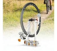 Professional Rim Truing Tool with 3 Gauges, Bicycle Wheel Alignment Stand for Thru Axle & Quick Release Hubs, Adjustable 55-200mm Dropouts, for 16-29 In Wheels 5.7kg Portable Foldable(Gold)