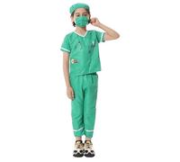 Professional Role Play Costume Set for Boys Professions Discover Career Fancy Dress Party Children's Birthday Party (Green, 7-8 Years)