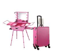 Professional Rolling Cosmetic Organizer Trolley with Stand, Large Capacity Makeup Tool Box for Portable Storage