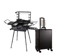 Professional Rolling Cosmetic Organizer Trolley with Stand, Large Capacity Makeup Tool Box for Portable Storage