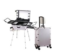 Professional Rolling Cosmetic Organizer Trolley with Stand, Large Capacity Makeup Tool Box for Portable Storage