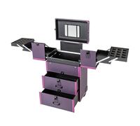Professional Rolling Makeup Case, 2-Tier, Black, Metallic(Purple,25.98inch)