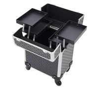 Professional Rolling Makeup Case, 2-Tier, Black, Metallic(Rose,16.14inch)