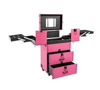 Professional Rolling Makeup Case, 2-Tier, Black, Metallic(Rose,25.98inch)