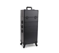 Professional Rolling Makeup Case 360° Wheels Lockable Salon Storage | Wavensylvo expandable compartments,removable wheels,4 organizer trays,lockable storage,salon and travel