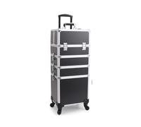 Professional Rolling Makeup Case 360° Wheels Lockable Salon Storage | Wavensylvo expandable compartments,removable wheels,4 organizer trays,lockable storage,salon and travel