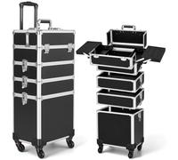 Professional Rolling Makeup Case with Wheels,Large Makeup Trolley on Wheels,4-in-1 Detachable Cosmetic Organiser Suitcase,Multi-Layer Storage for Cosmetics&Beauty Tools,Lockable Travel Beauty Trolley