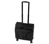 Professional Rolling Makeup Train Case Large Capacity Travel Cosmetic Organizer Suitcase Portable Artist Storage Bag with Straps Black Oxford Fabric Aluminum Alloy Pull Rod
