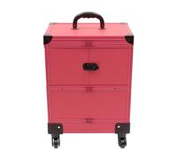 Professional Rolling Makeup Train Case, Lockable Cosmetic Trolley with Mirror & Swivel Wheels, Large Storage Traveling Cart Trunk, Cosmetic Train Case for Nail Technicians Hairstylist, Purple