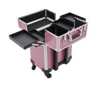 Professional Rolling Makeup Train Case, Portable Cosmetic Organizer with Universal Wheels & Lock for Beauty On-The-Go